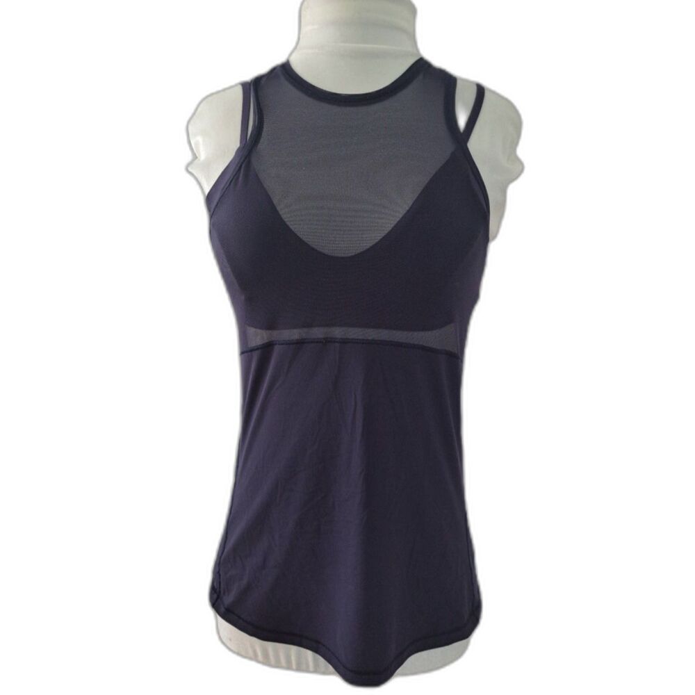 Lululemon Fresh In Mesh Tank Midnight Navy Sleeveless Gym Yoga Sports Sz 4